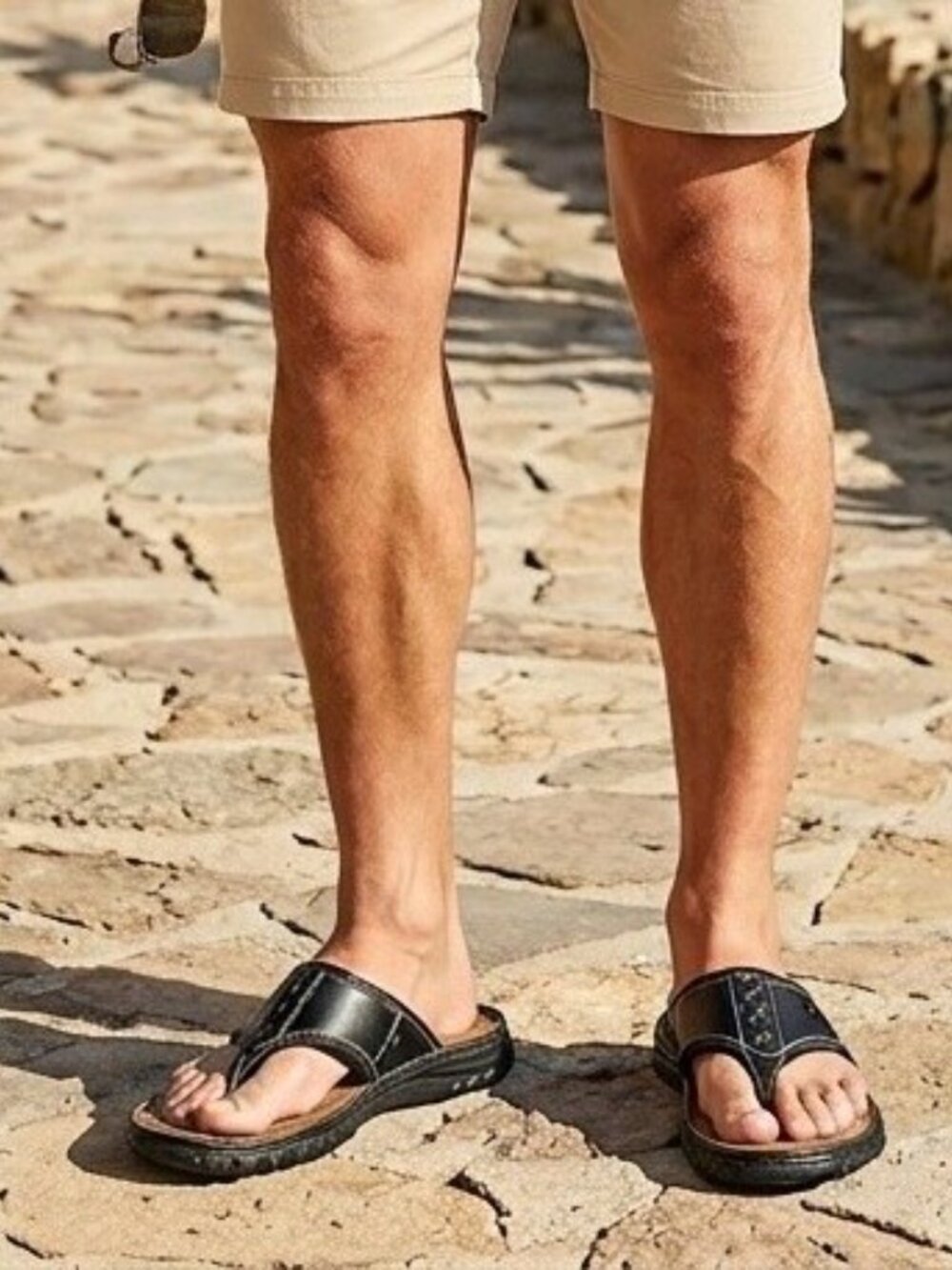 Men's Sandals Flip Flop Open Toe Sandals Black Size 10